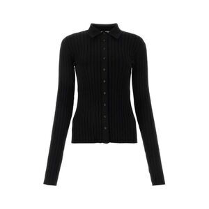 NENSI DOJAKA Women's Ribbed Knit Long Sleeve Polo Top Women BLACK Sweaters &